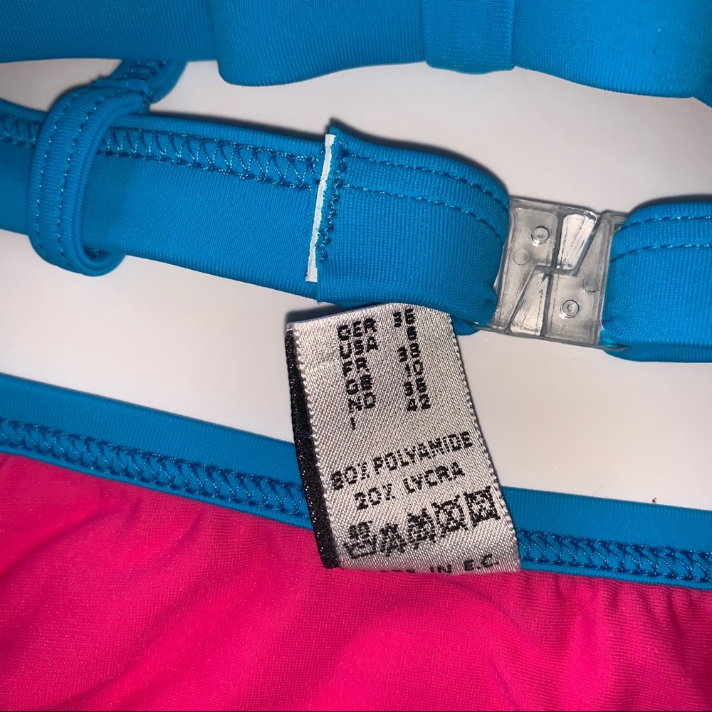 NWT 80s Vintage Blue & Pink Bow Bikini Set - Picture 6 of 9